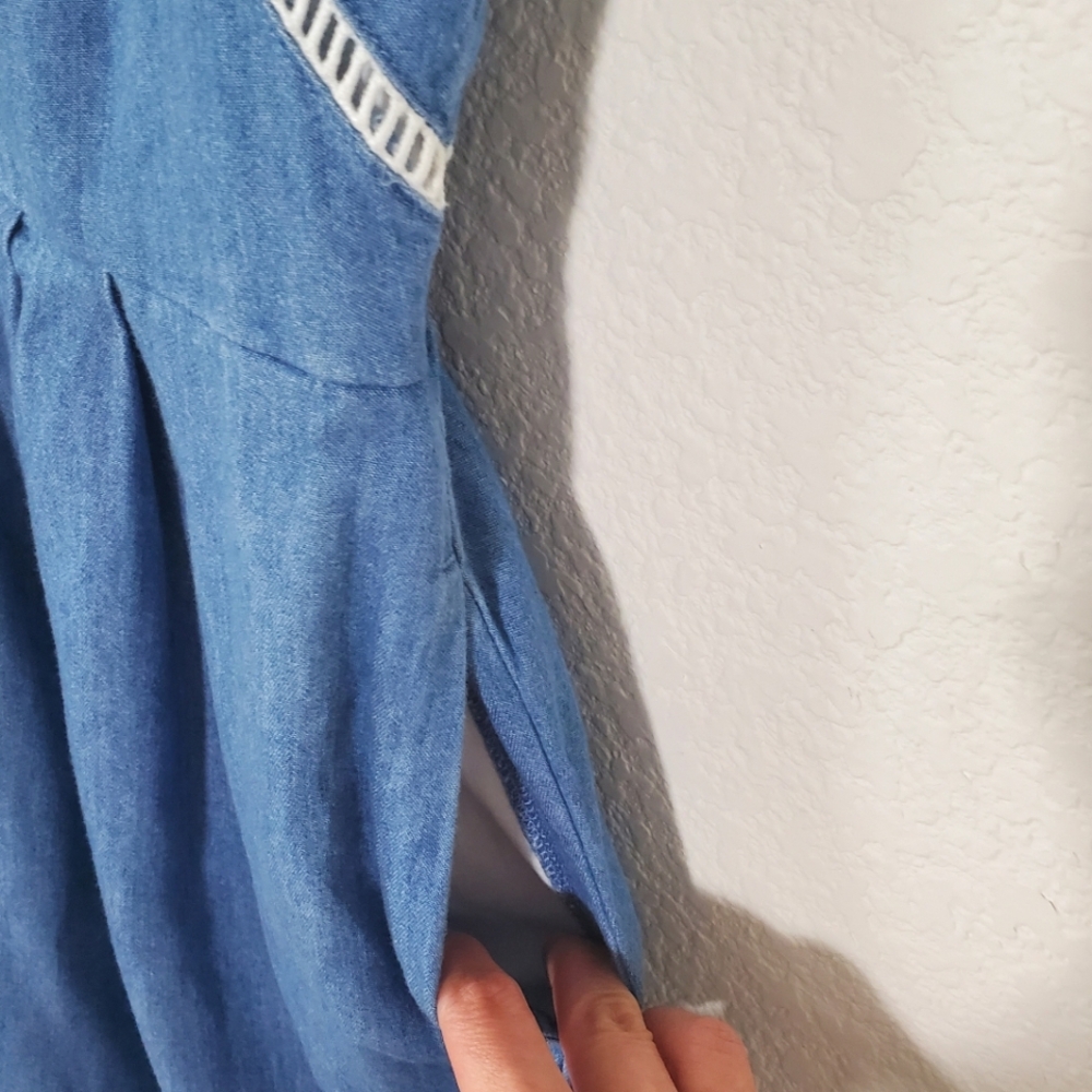 Maison Jules Denim Chambray Western Country Twee Fit and Flare Dress S Pockets - Picture 7 of 14